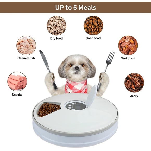 Automatic Pet Feeder, Auto Food Dispenser with 6 Meals, Digital Timer, Music - Picture 9 of 16
